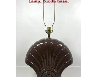 Lot 772 Bauer Pottery Shell Form Table Lamp. Lucite base. 