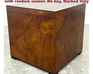 Lot 1100 Vintage Italian Lidded Cube Box with random veneer. No key. Marked Italy