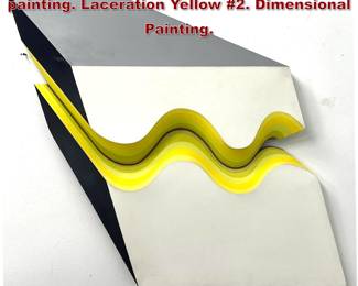 Lot 968 Shozo Nagano acrylic on canvas painting. Laceration Yellow 2. Dimensional Painting. 