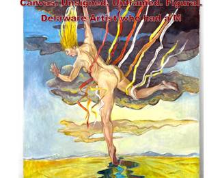 Lot 961 Large Dolores Pye Josey Painting on Canvas. Unsigned. Unframed. Figural. Delaware Artist who had a M