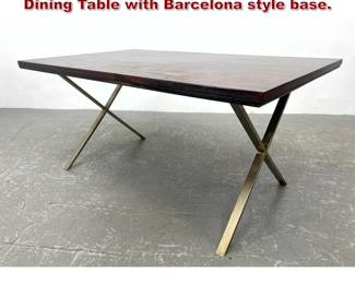 Lot 806 Parquetry Rosewood Top Desk Dining Table with Barcelona style base. 