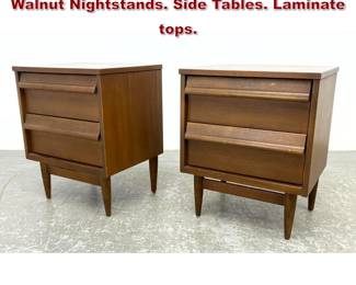 Lot 1078 Mid Century American Modern Walnut Nightstands. Side Tables. Laminate tops. 