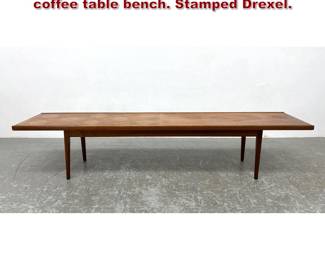 Lot 675 Kipp Stewart for DREXEL walnut coffee table bench. Stamped Drexel. 
