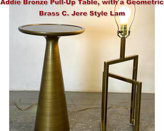 Lot 680 2pcs Mitchell Gold Bob Williams Addie Bronze PullUp Table, with a Geometric Brass C. Jere Style Lam