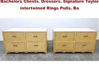 Lot 858 Pr MICHAEL TAYLOR for BAKER Bachelors Chests. Dressers. Signature Taylor intertwined Rings Pulls. Ba