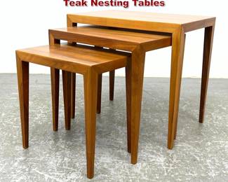 Lot 607 3pc set Danish Modern Denmark Teak Nesting Tables