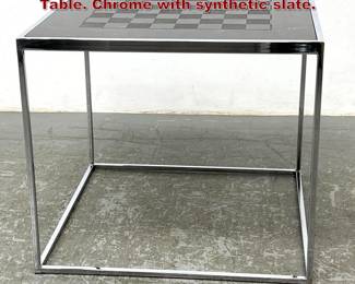 Lot 1021 Mid Century Modern Chess Game Table. Chrome with synthetic slate. 