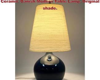 Lot 729 Lotte and Gunnar Bostlund Glazed Ceramic Danish Modern Table Lamp. Original shade.
