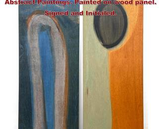 Lot 929 2pcs EUGENI TORRENS Modernist Abstract Paintings. Painted on wood panel. Signed and Initialed. 