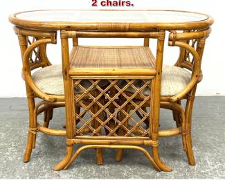 Lot 1018 3 Pc Rattan Dinette set. Table and 2 chairs.