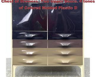 Lot 748 RAYMOND LOEWY DF2000 Cabinet, Chest of Drawers. Two Upper Doors. 4 tones of Colored Molded Plastic D