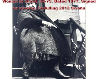 Lot 986 LISETTE MODEL Photograph. Woman in shawl. 3475. Dated 1977. Signed on reverse. Including 2012 Swann