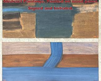 Lot 926 2pcs EUGENI TORRENS Modernist Abstract Paintings. Painted on wood panel. Signed and Initialed. 