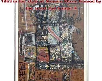 Lot 911 Unknown Original Artwork dated 1963 in the style of Antonio Clave, framed by the artist and framer R