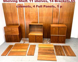 Lot 735 CADO Style Modular Wall Unit Shelving Shelf. 11 shelves, 14 Brackets,65 cabinets, 4 Full Panels, 1 p