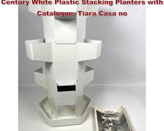 Lot 743 70s New Old Stock. 4pc Mod Mid Century White Plastic Stacking Planters with Catalogue. Tiara Casa no