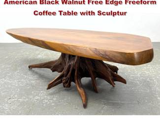 Lot 632 Arnolds Miezis Studio Woodworker American Black Walnut Free Edge Freeform Coffee Table with Sculptur
