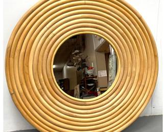 Lot 847 Round Banded Wide Rattan Mirror. 
