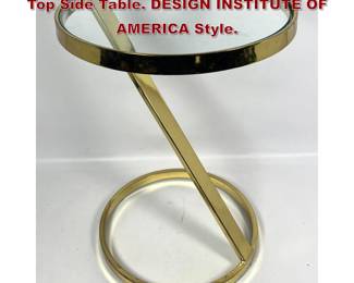 Lot 1027 Mid Century Modern Brass Glass Top Side Table. DESIGN INSTITUTE OF AMERICA Style. 