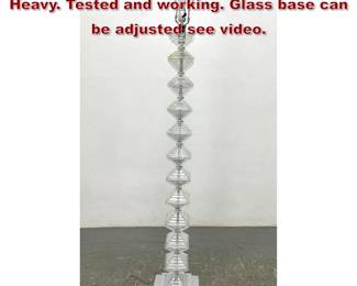 Lot 1167 Glass Blocks Pyramid Floor lamp. Heavy. Tested and working. Glass base can be adjusted see video. 