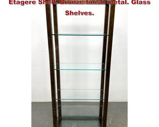 Lot 689 Mid Century Modern Springer style Etagere Shelf. Bronze finish metal. Glass Shelves. 