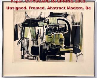Lot 661 Dolores Pye Josey Painting on Paper. CITYSCAPE IN SPRING 2009. Unsigned. Framed. Abstract Modern. De