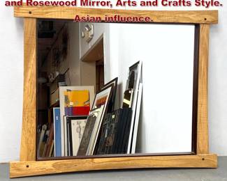 Lot 622 Studio Woodworker Birds Eye Maple and Rosewood Mirror, Arts and Crafts Style. Asian influence. 