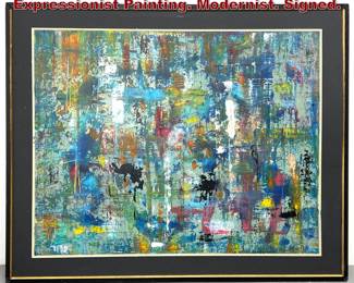 Lot 779 DENNIS SAKELSON Abstract Expressionist Painting. Modernist. Signed.