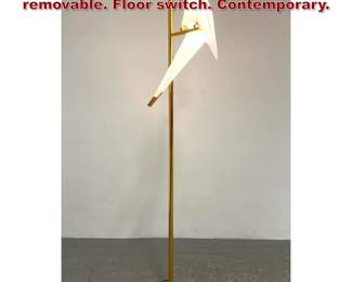 Lot 1172 Parrot floor lamp. Parrot is removable. Floor switch. Contemporary.