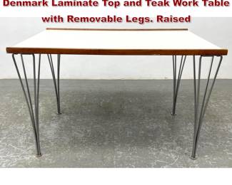 Lot 1024 Vintage Piet Hein Danish Modern Denmark Laminate Top and Teak Work Table with Removable Legs. Raised