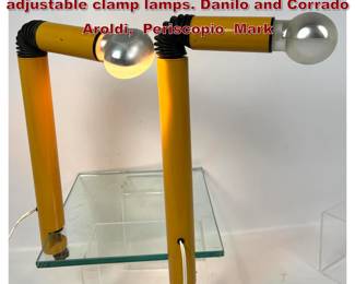 Lot 759 2pc STILNOVO Italy yellow metal adjustable clamp lamps. Danilo and Corrado Aroldi, Periscopio Mark