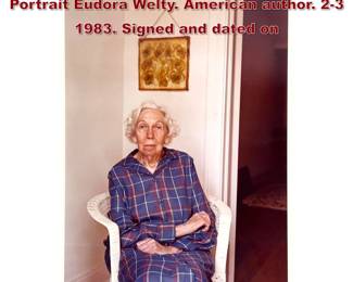 Lot 1001 WILLIAM EGGLESTON Photograph. Portrait Eudora Welty. American author. 23 1983. Signed and dated on 
