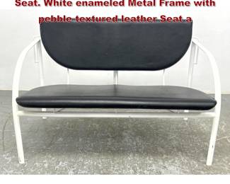 Lot 831 STENDIG Mid Century Modern Love Seat. White enameled Metal Frame with pebble textured leather Seat a