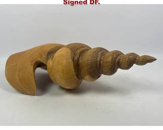 Lot 633 Large Carved wood shell sculpture Signed DF. 
