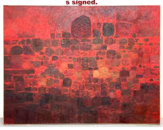 Lot 682 Youngil Ahn abstract painting 1960 s signed. 