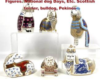 Lot 769 6pcs Royal Crown Cerby Porcelain Figures. National dog Days, Etc. Scottish terrier, bulldog, Pekines