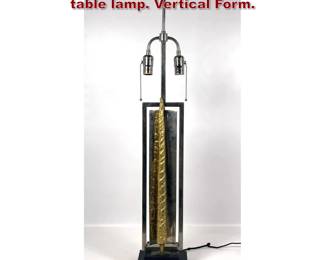 Lot 886 French 70s mixed metal brutalist table lamp. Vertical Form. 