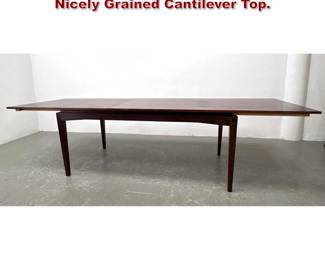 Lot 643 Rosewood Modernist Dining Table. Nicely Grained Cantilever Top. 