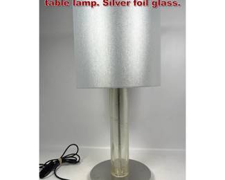 Lot 700 Heavy chrome and Murano Glass table lamp. Silver foil glass. 