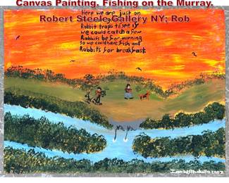 Lot 665 Ian W. Abdulla 2007 Acrylic on Canvas Painting. Fishing on the Murray. Robert Steele Gallery NY Rob