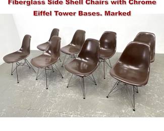 Lot 1056 Set 8 Herman Miller Eames Fiberglass Side Shell Chairs with Chrome Eiffel Tower Bases. Marked