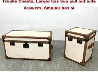 Lot 1163 2pc Restoration Hardware Voyager Trunks Chests. Larger has two pull out side drawers. Smaller has si