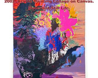 Lot 967 Stuart Netsky, Beyond the Forest , 2002, Acrylic Painting Collage on Canvas. Modernist Still Life. 