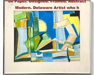 Lot 662 Dolores Pye Josey Pastel Painting on Paper. Unsigned. Framed. Abstract Modern. Delaware Artist who h