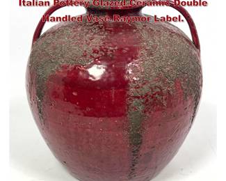 Lot 717 Bitossi Aldo Londi Chinese Glaze Italian Pottery Glazed Ceramic Double Handled Vase Raymor Label. 