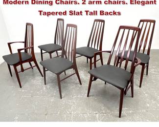 Lot 619 Set 6 NIELS KOEFOED Danish Modern Dining Chairs. 2 arm chairs. Elegant Tapered Slat Tall Backs