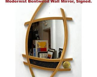Lot 620 James Grimmett Wood Artisan Modernist Bentwood Wall Mirror, Signed. 