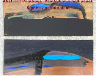 Lot 927 2pcs EUGENI TORRENS Modernist Abstract Paintings. Painted on wood panel. Signed and Initialed. 