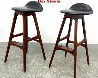Lot 812 Pair Erik Buch Rosewood and Vinyl Bar Stools