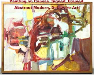 Lot 940 Dolores Pye Josey Abstract Modern Painting on Canvas. Signed. Framed. Abstract Modern. Delaware Arti